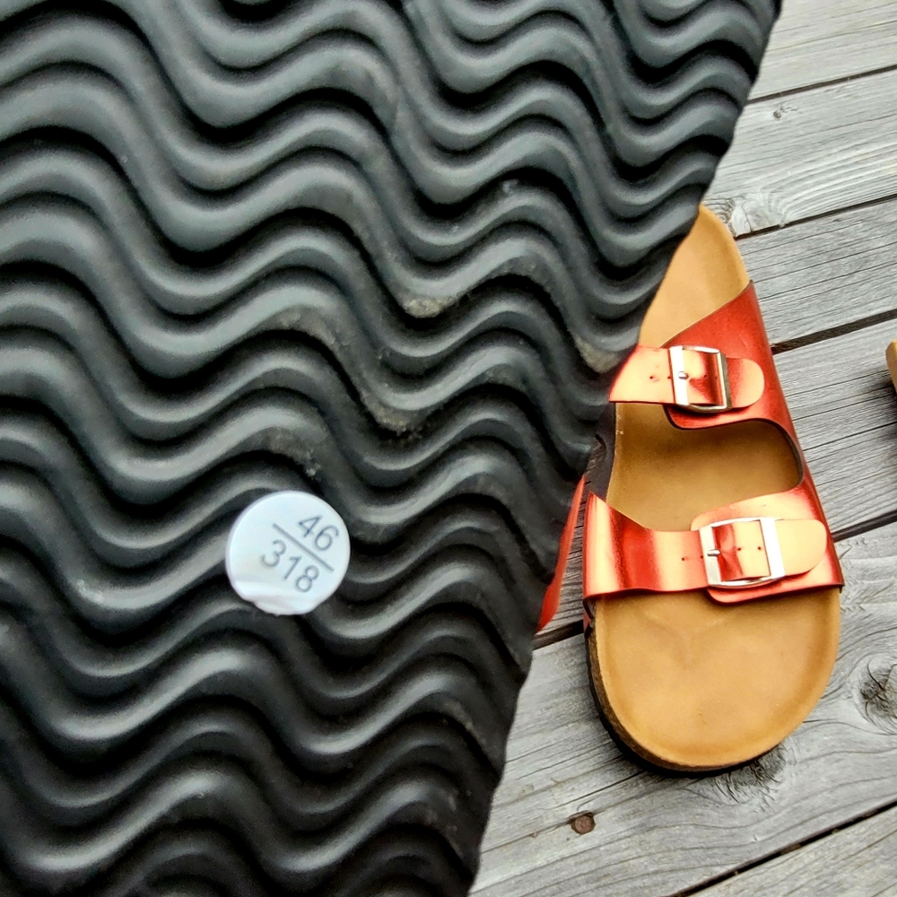 Metallic Red Two Band Sandals - Picture 7 of 9